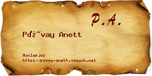 Pávay Anett névjegykártya