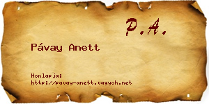 Pávay Anett névjegykártya